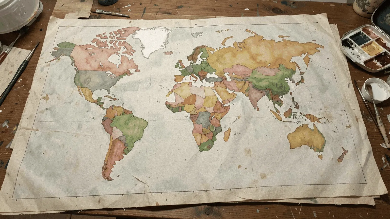 A world map with some countries left blank. The dataset fills 50 of its 200 figures from the neighbours.