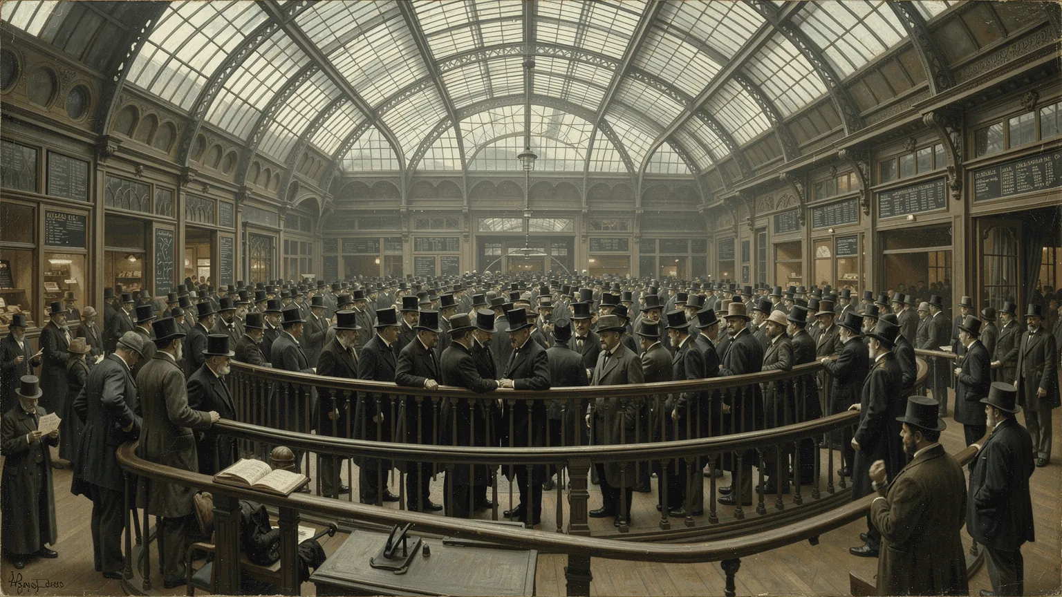 The Paris Bourse around 1900. The mathematics of its prices was worked out here, and then forgotten for fifty years.