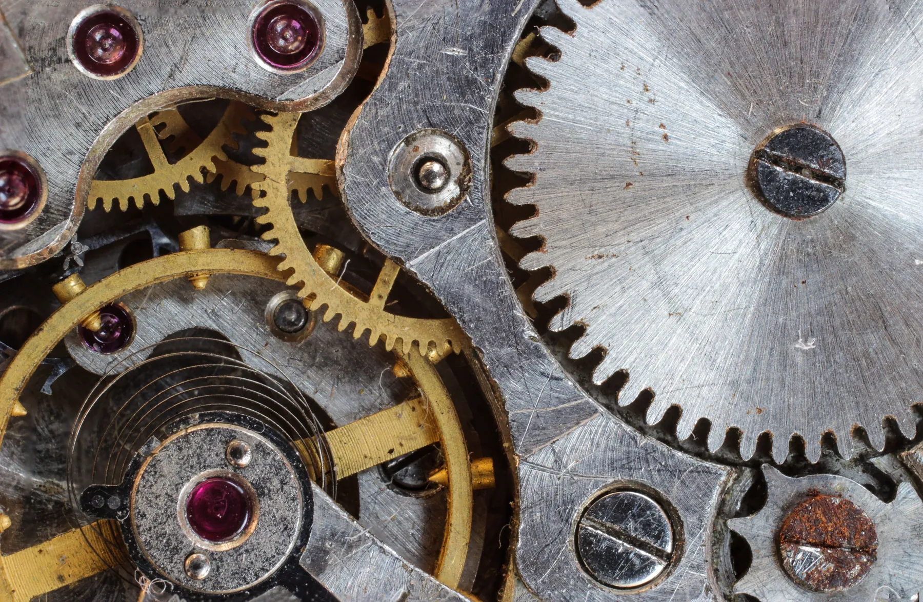 A watch movement: gears, jewels and a balance wheel, every part tied to the last. The theorem asks how well a clock can keep time when its n parts have no memory at all. Photograph: Pixabay, Pexels.