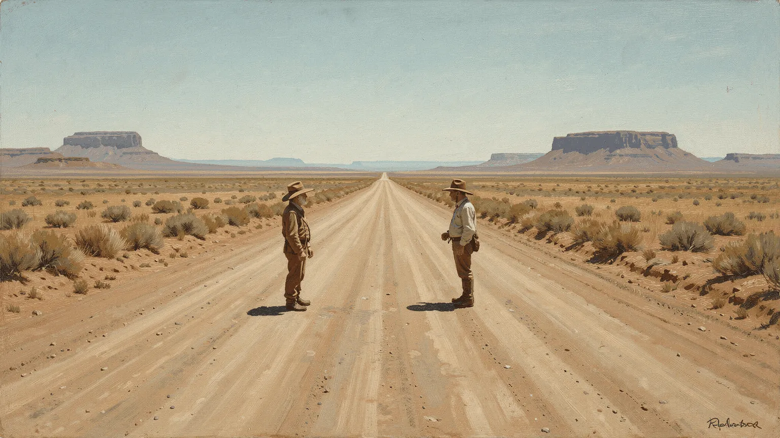 High noon, and the oldest duel of all: who draws first.